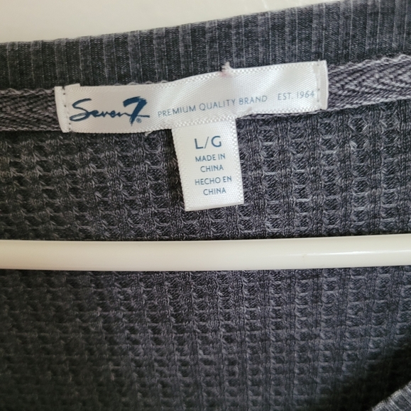 Seven7 Premium High Low Blue Gray Button Down Waffle Knit Henleys Size Large - Picture 8 of 16